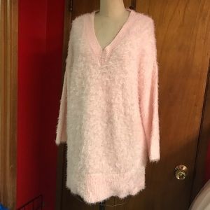 Pink Long Fiber Fuzzy Tunic Sweater Venus Sz M